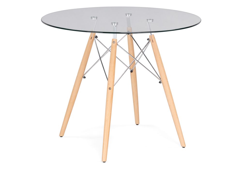 Стол стеклянный PT-151 80х80х76 clear glass - wood