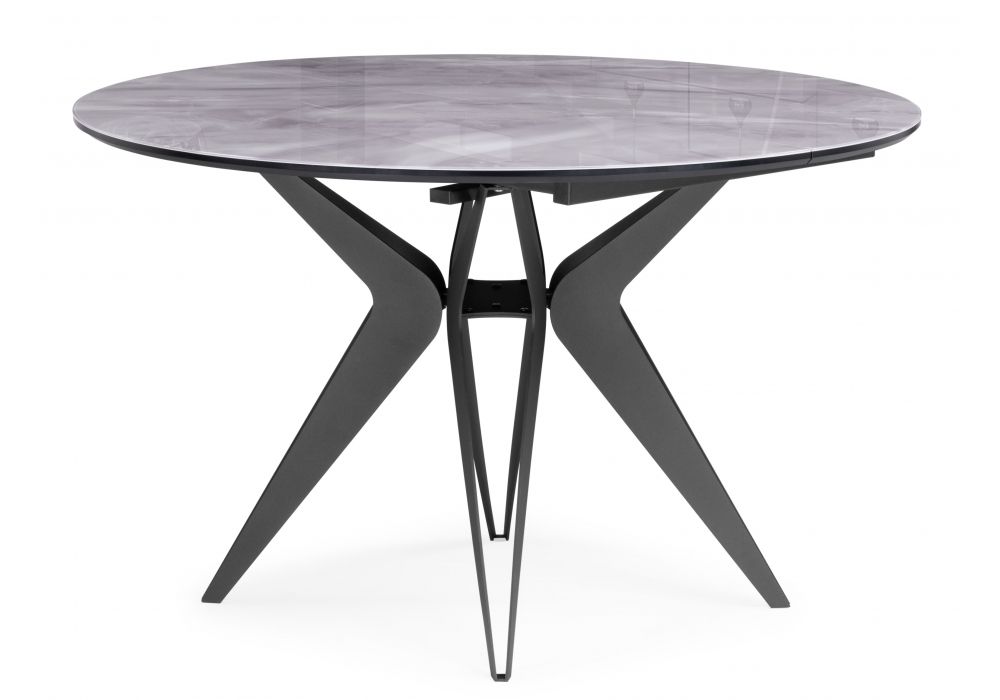 Стол стеклянный Рикла 120(160) серый мрамор - черный