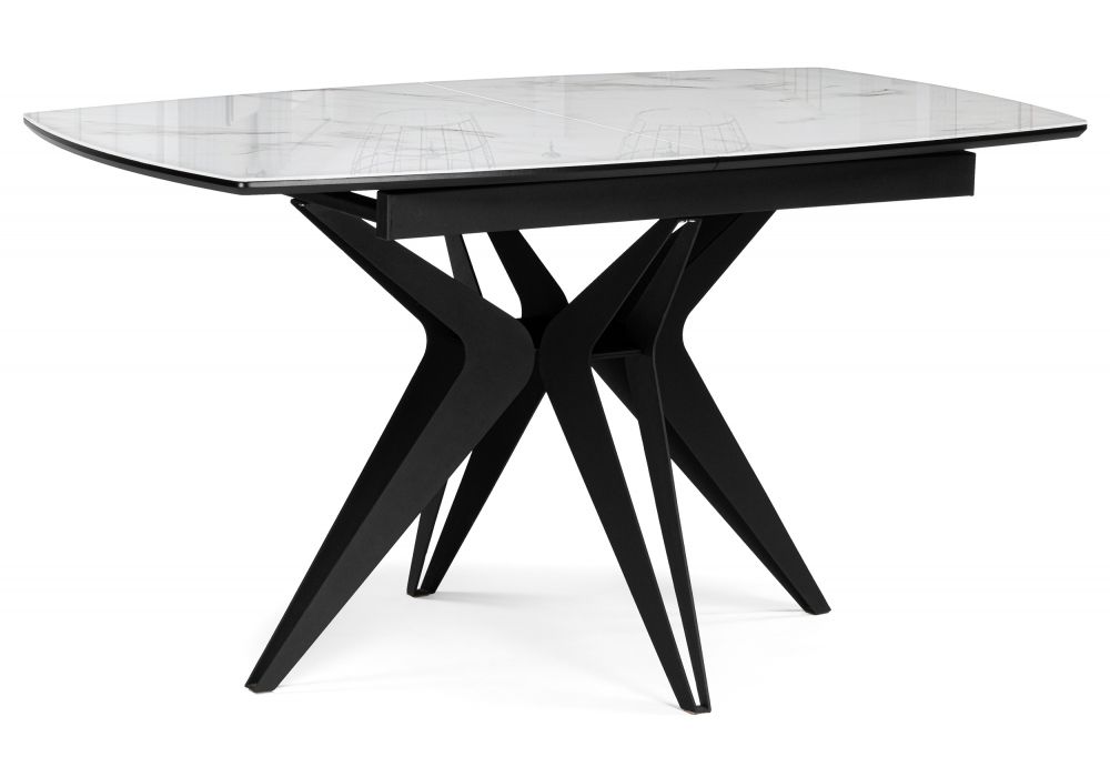 Стол стеклянный Риполь 140(180)х80 статуарио - черный