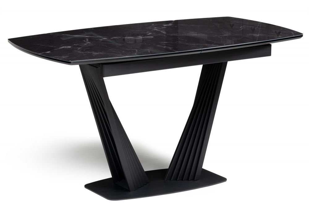 Стол стеклянный Вейл 140(180)х80 черный мрамор - черный