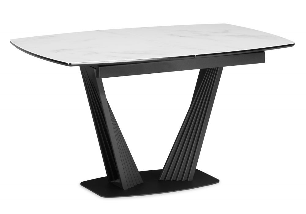 Стол стеклянный Вейл 140(180)х80 кристл статуарио - черный