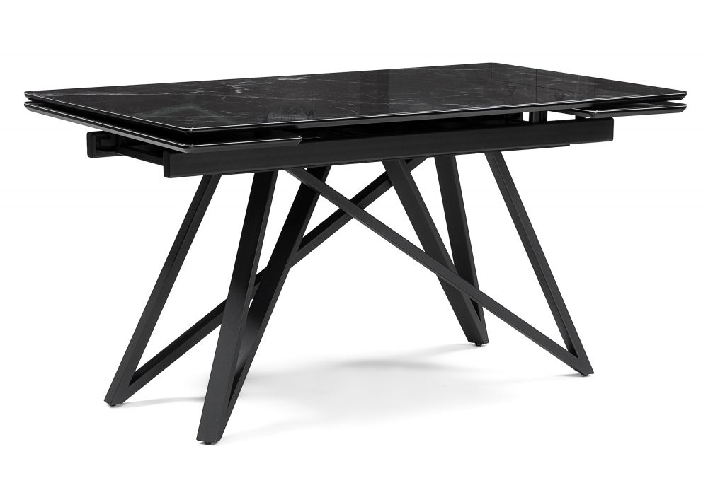 Стол стеклянный Вилсон 140(200)х80 черный мрамор - черный