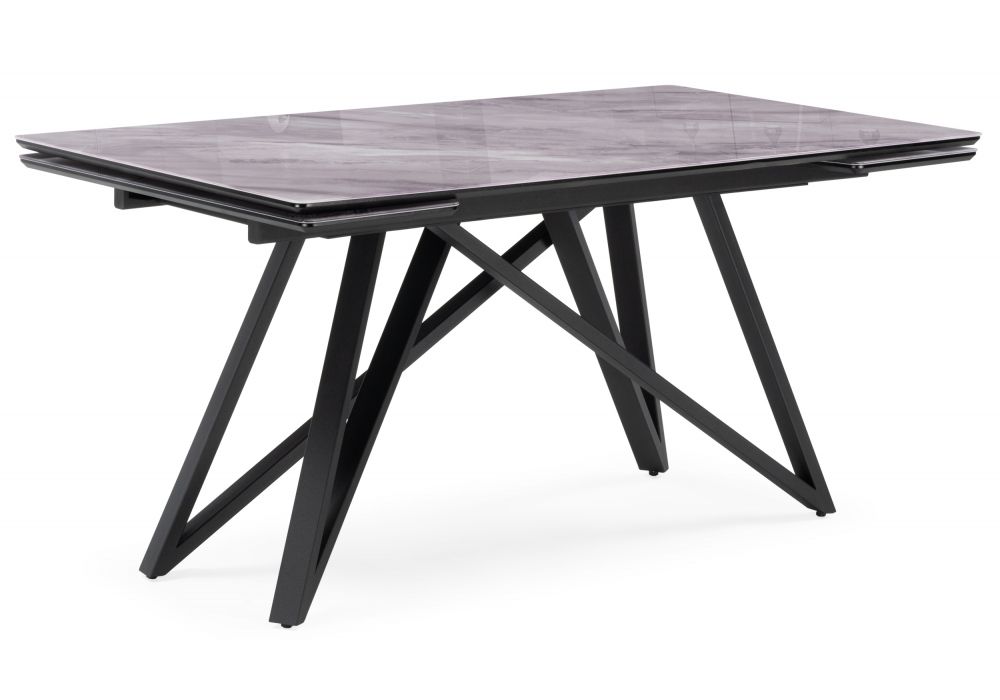Стол стеклянный Вилсон 140(200)х80 серый мрамор - черный