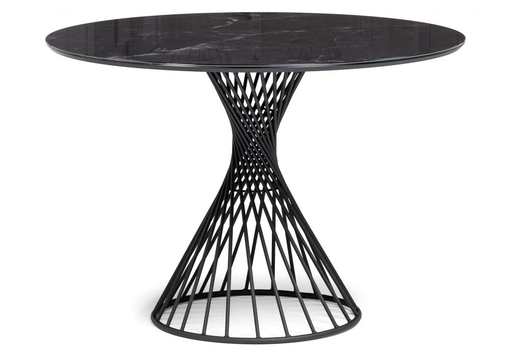 Стол стеклянный Вивиен 110 черный мрамор - черный