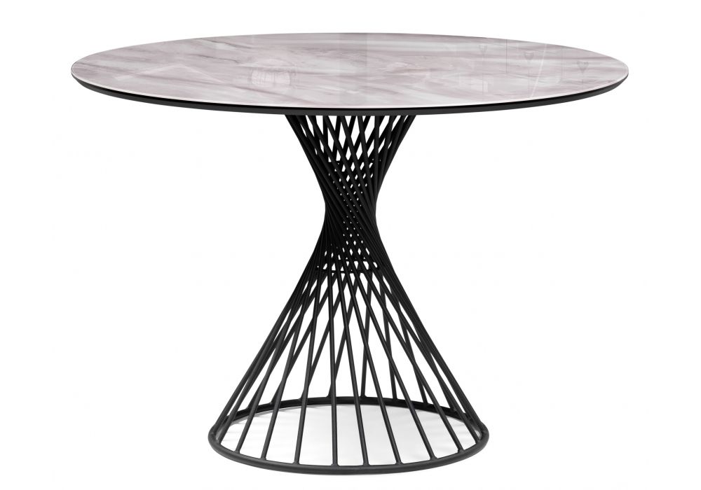 Стол стеклянный Вивиен 110 серый мрамор - черный