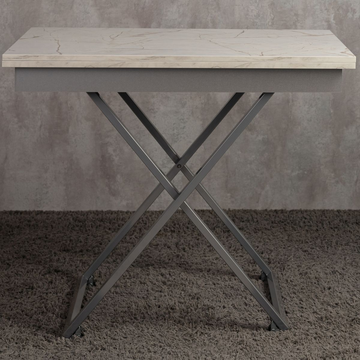 Стол-трансформер Левмар Apollo D95-S59 белый мрамор-серебро