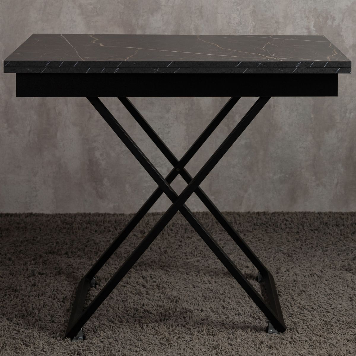 Стол-трансформер Левмар Apollo D97-S53 черный мрамор-черные опоры