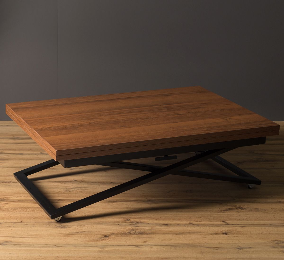 Стол трансформер Левмар Compact D44-S53 (миланский орех-черные опоры)