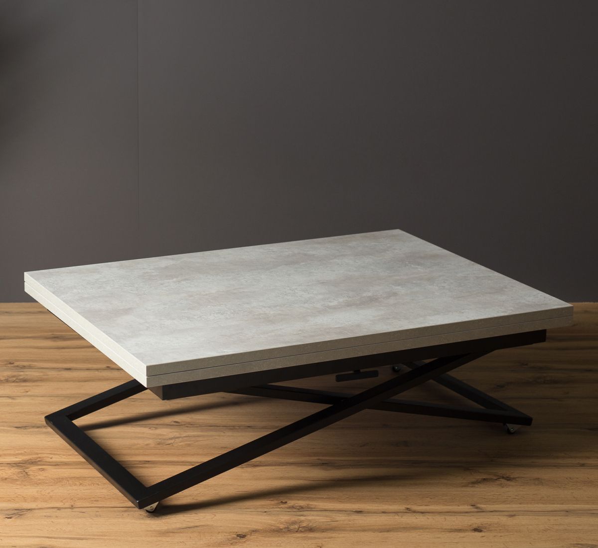 Стол трансформер Левмар Compact D51-S53 (бетон-черные опоры)