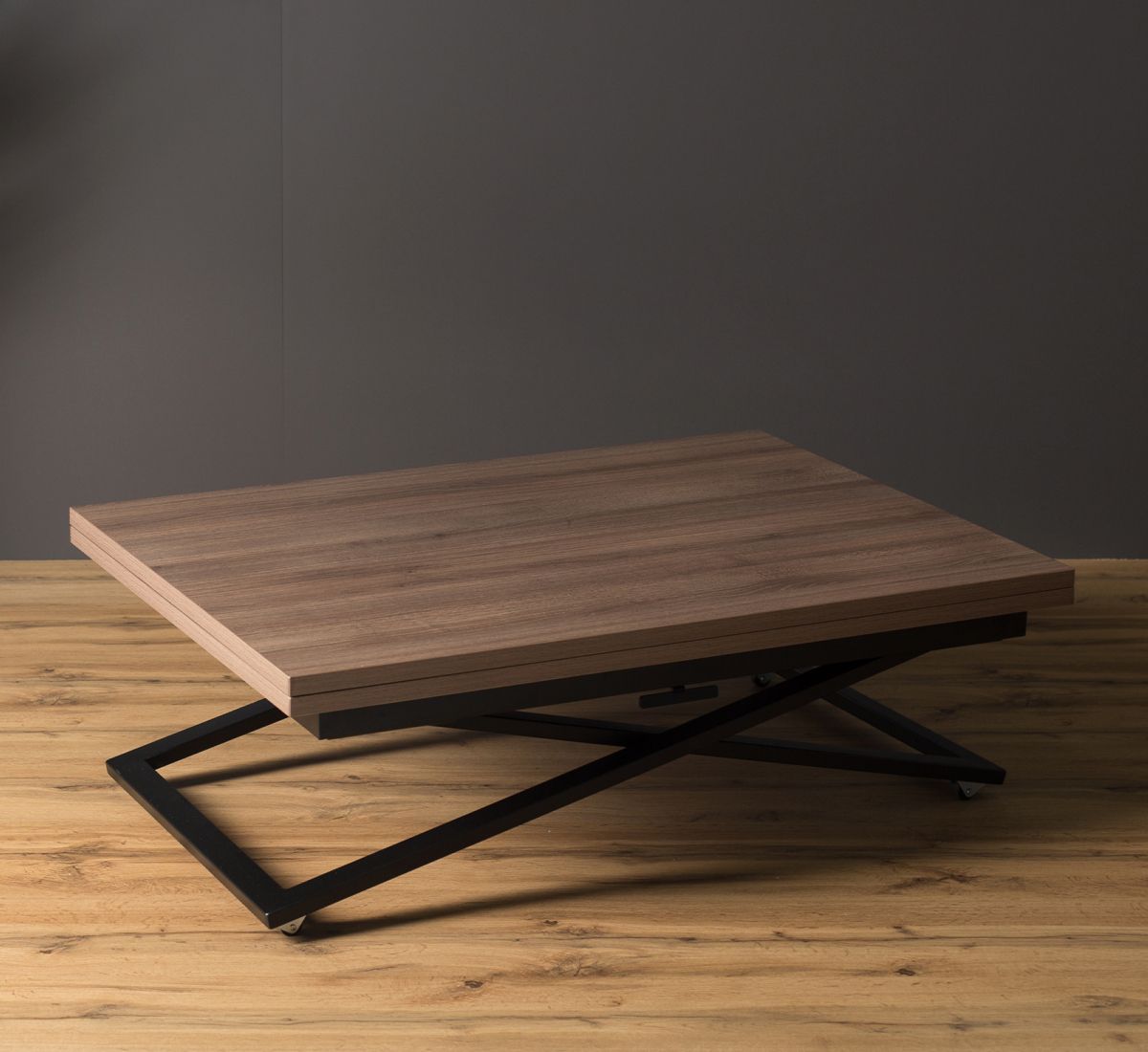 Стол трансформер Левмар Compact D69-S53 (дуб шамони темный-черные опоры)