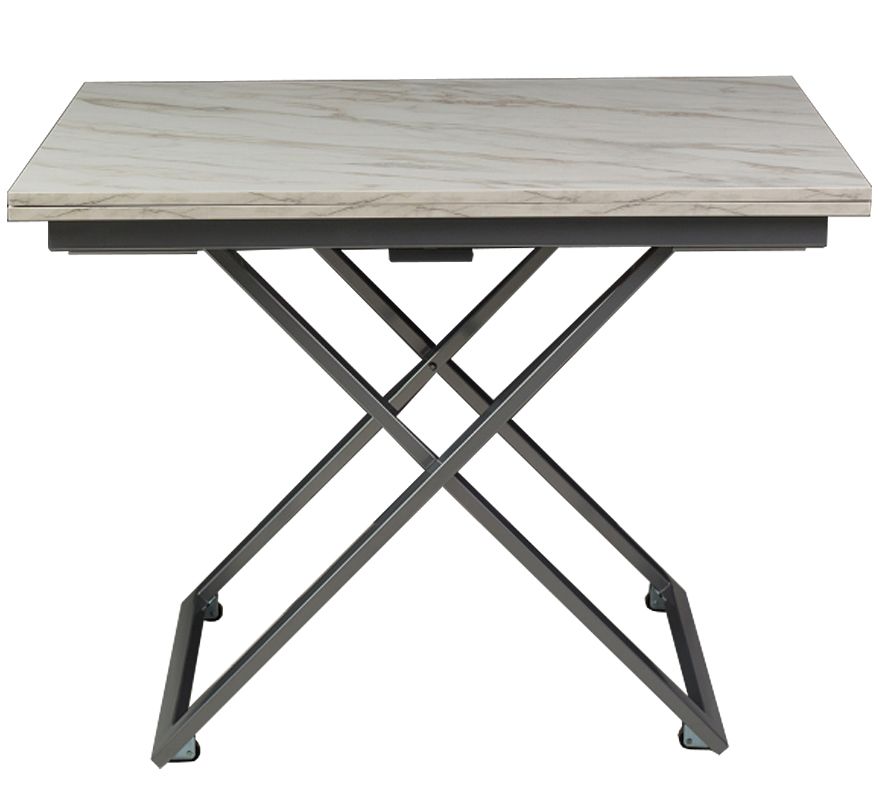 Стол трансформер Левмар Compact D95-S59 белый мрамор-серебро