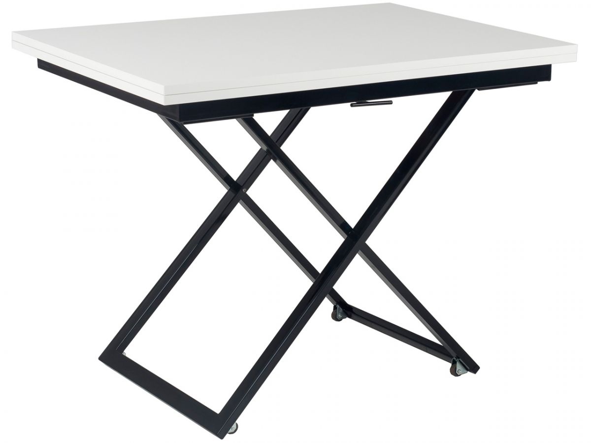 Стол-трансформер Левмар Compact G15-S53 белый глянец-черные опоры