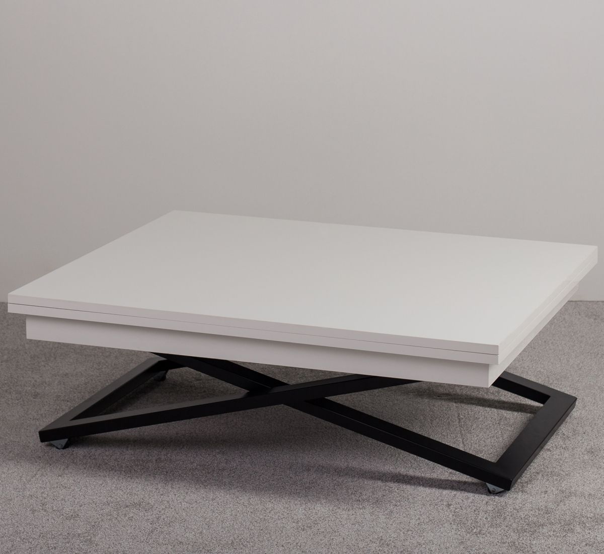 Стол трансформер Левмар Cross D78-S53 (белый-черные опоры)