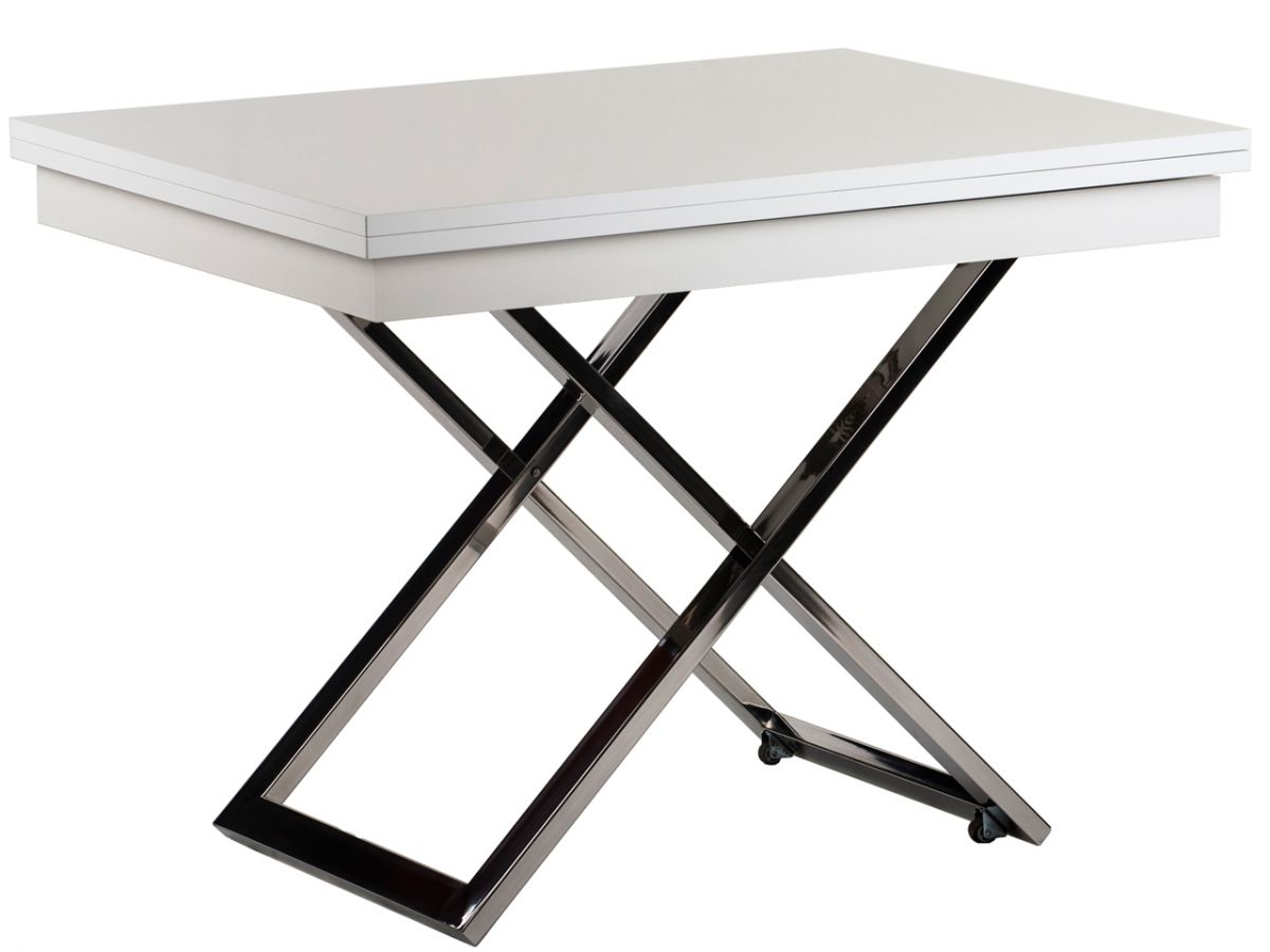 Стол-трансформер Левмар Cross G15-S79 белый глянец- опоры нерж.сталь