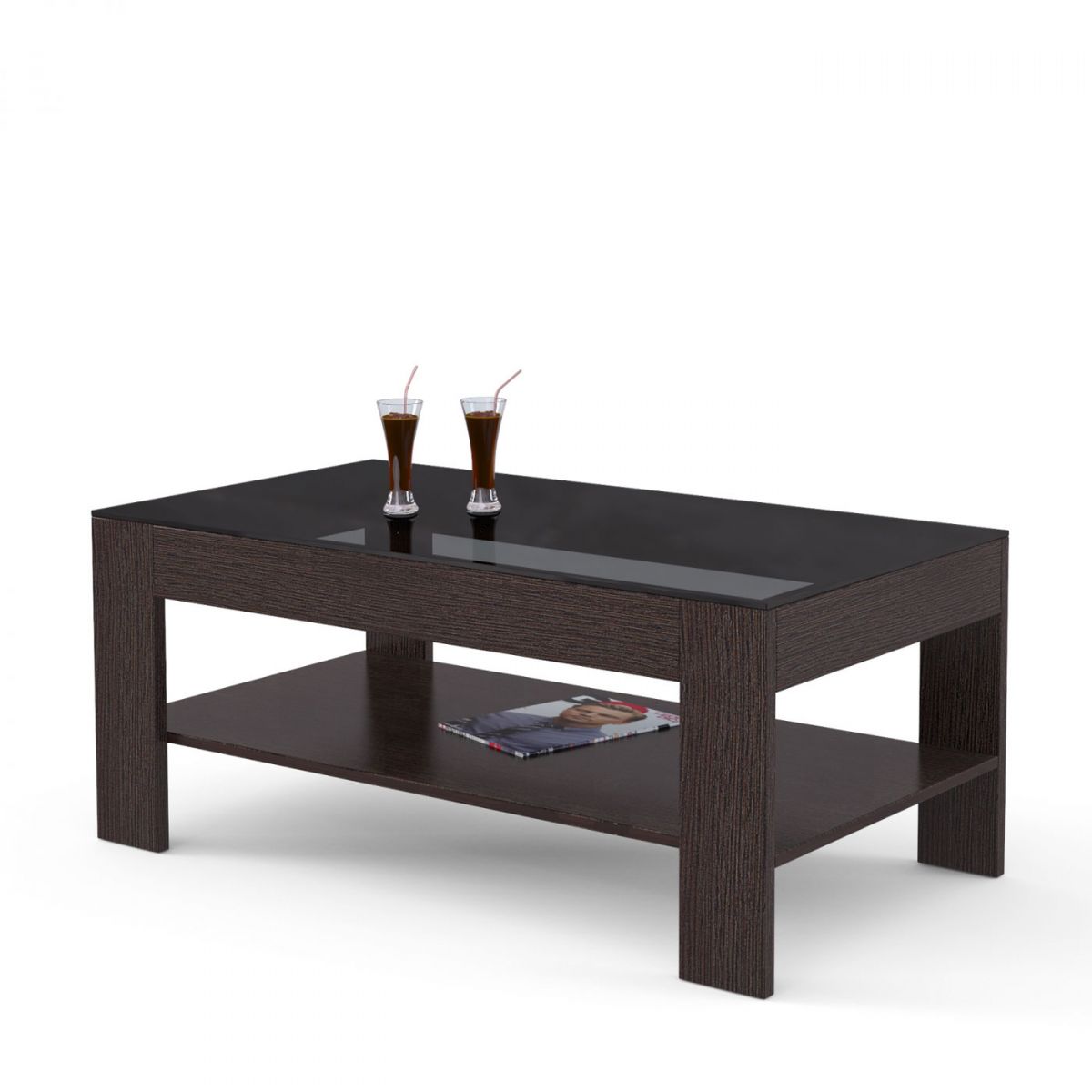 Стол журнальный BeautyStyle 26 сонома-стекло черное