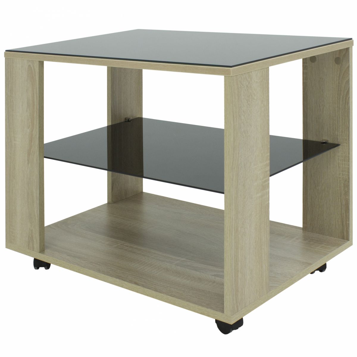 Стол журнальный BeautyStyle 5 сонома-стекло черное