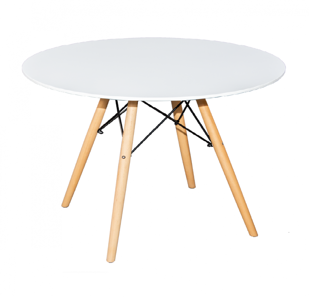 Стол журнальный БЕЛЫЙ D60X50, столешница МДФ, основание бук+металл SQT-11