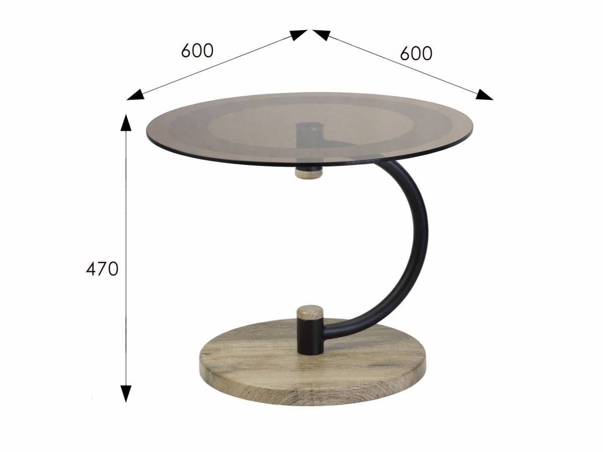 Стол журнальный Дуэт 13Н черный-дуб крымский состаренный-тонированное