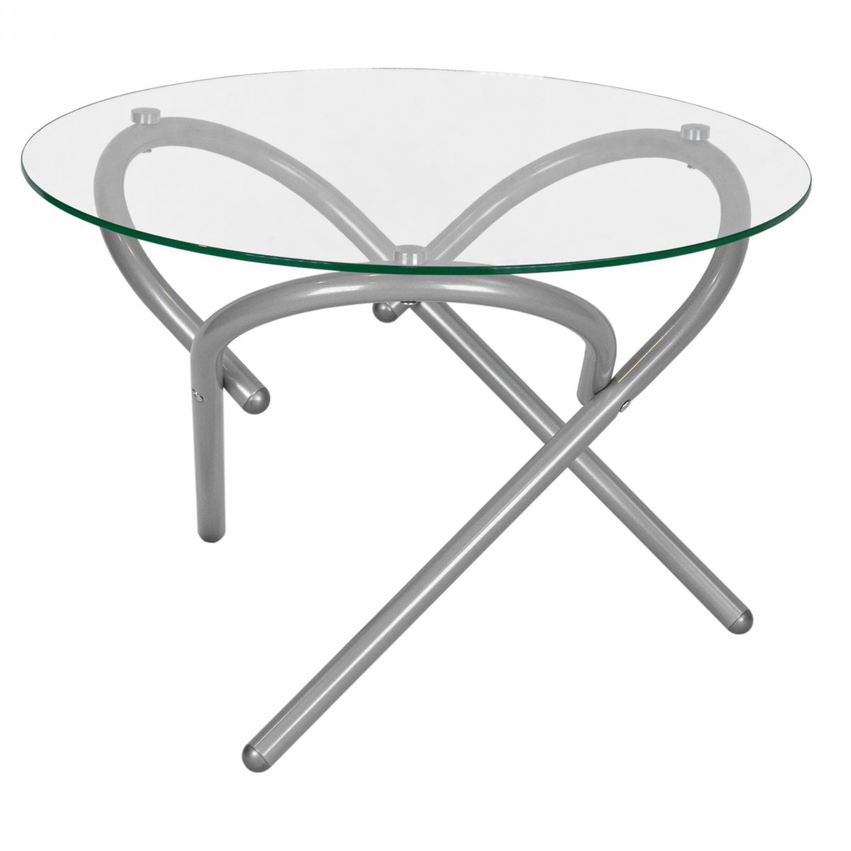 Стол журнальный Дуэт 15 металлик-прозрачное