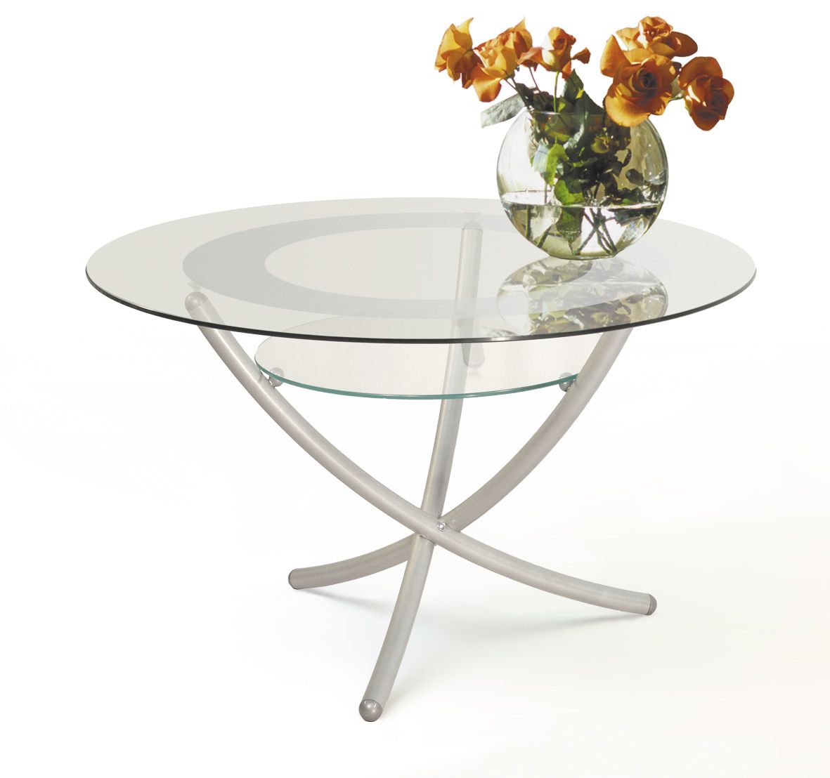Стол журнальный Дуэт 4 металлик- прозрачное