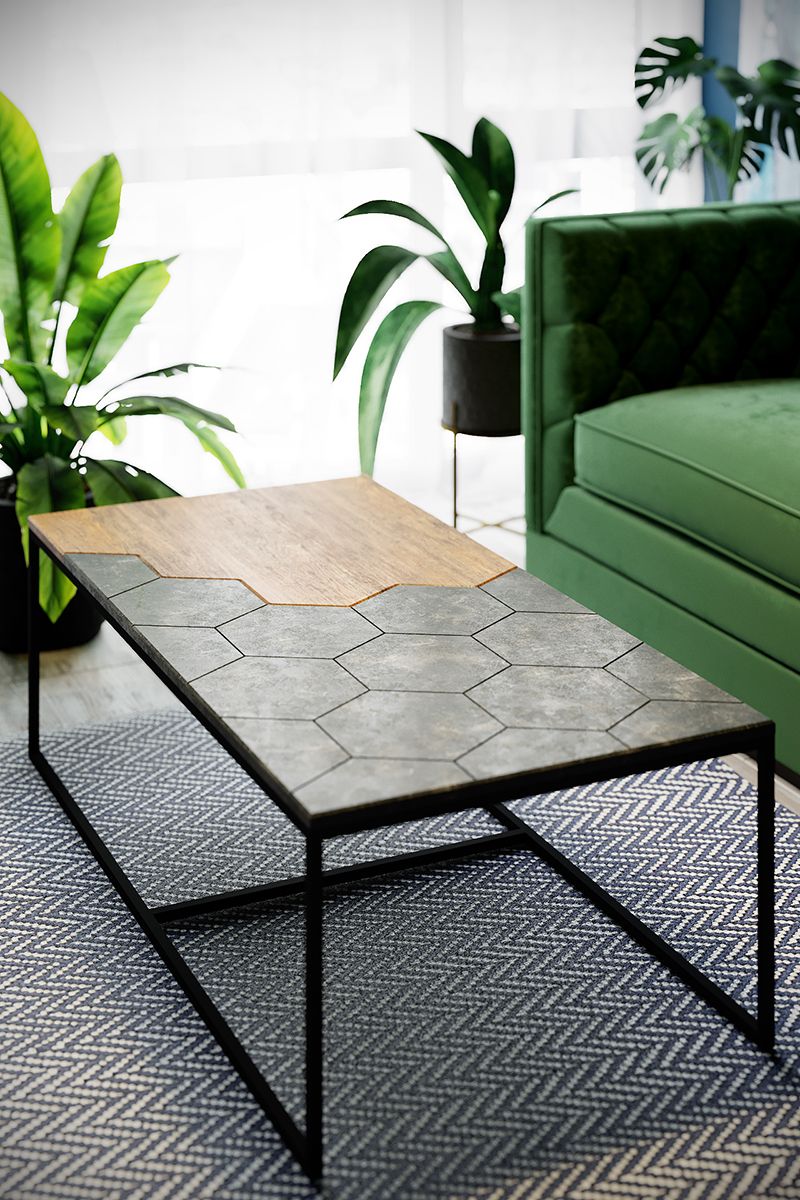 Стол журнальный Китч дуб американский-серый бетон