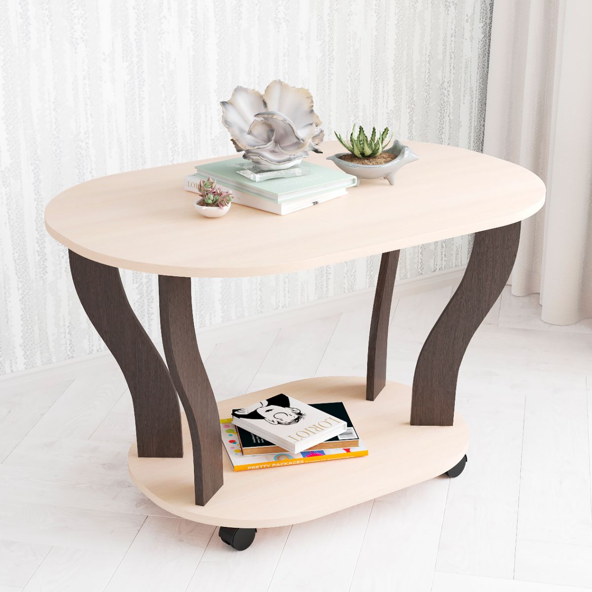 Стол Журнальный Консул-3 (560х900х600) дуб молочный-венге