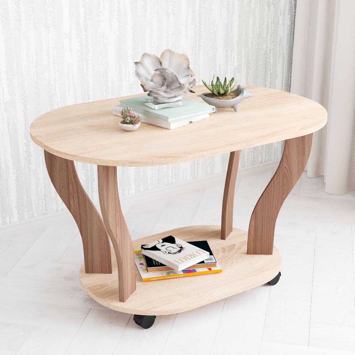 Стол Журнальный Консул-3 (560х900х600) дуб сонома-ясень шимо