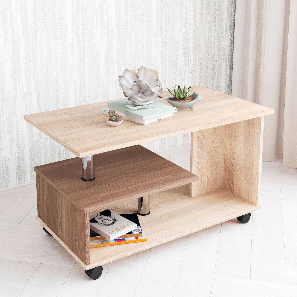 Стол Журнальный Консул-5 (560х900х500) дуб сонома-ясень шимо