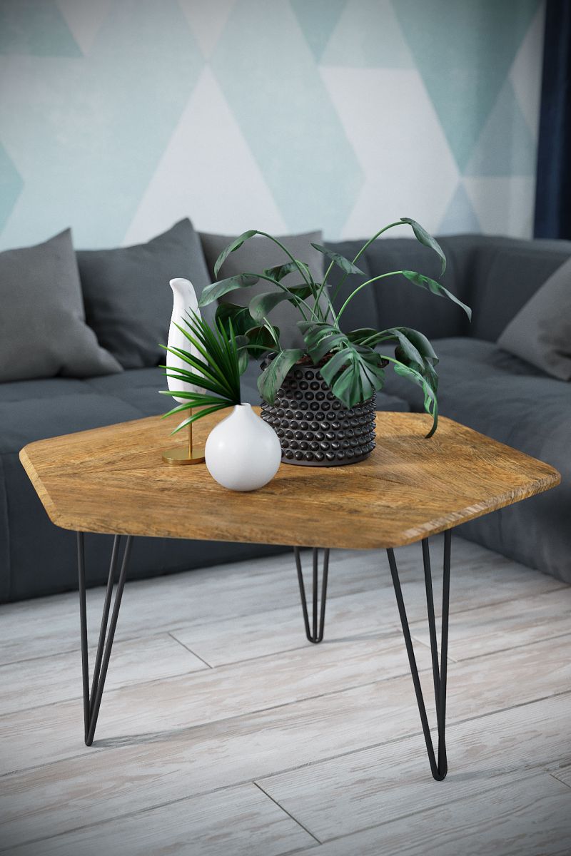 Стол журнальный Олдем дуб американский-чёрный