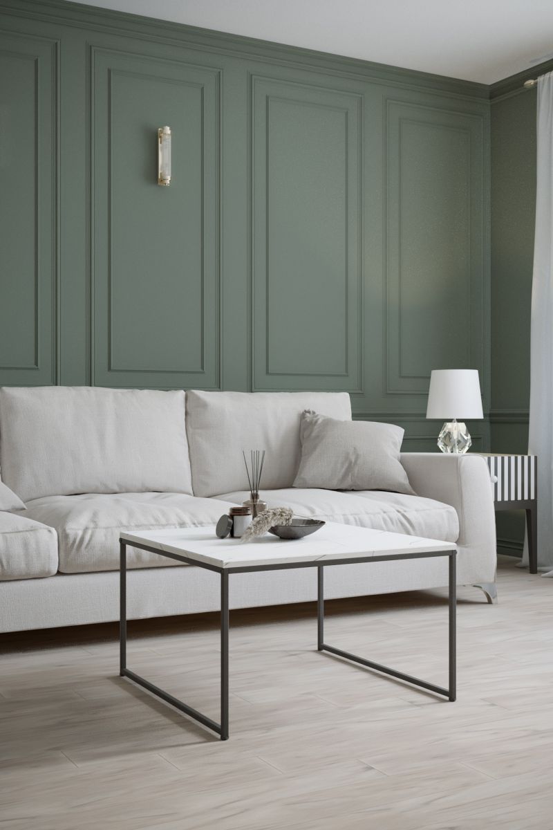 Стол журнальный Овер белый мрамор-черный