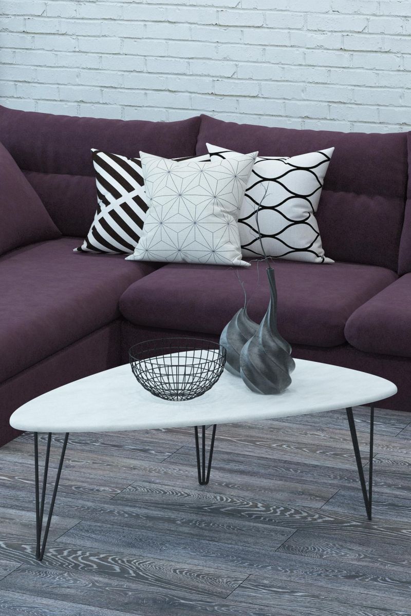 Стол журнальный Престон белый бетон-черный