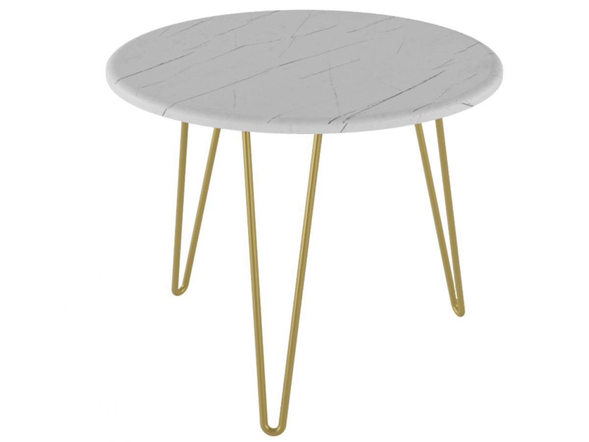 Стол журнальный Рид Голд 430 белый мрамор-золото