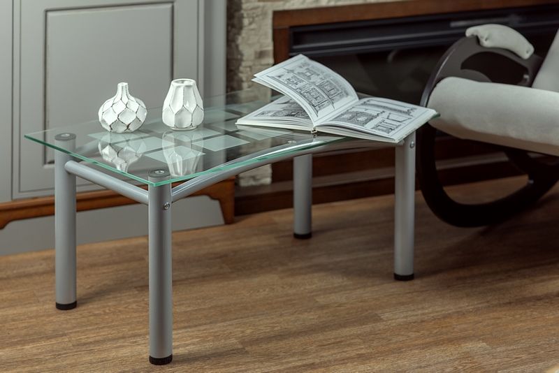 Стол журнальный Робер 3М металлик-прозрачное