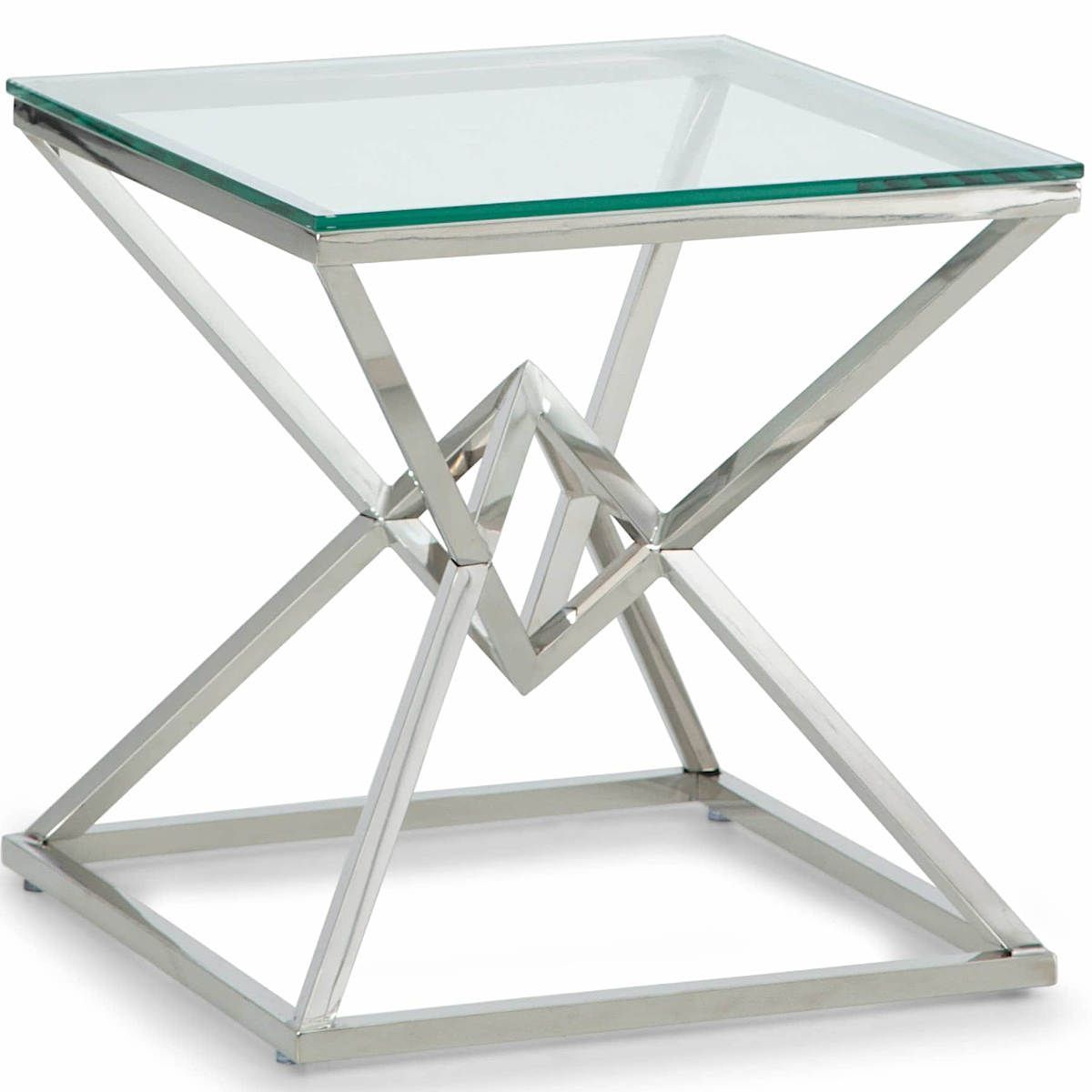 Стол Журнальный стеклянный прозрачный 55X55X55см, основание нерж. сталь хром CS-1000-2