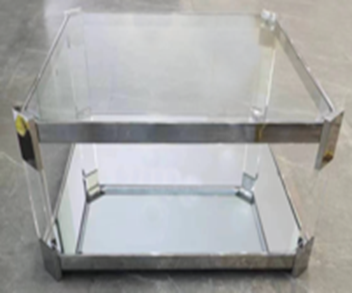 Стол Журнальный стеклянный прозрачный 90X90X43 см, основание акрил+металл AB44