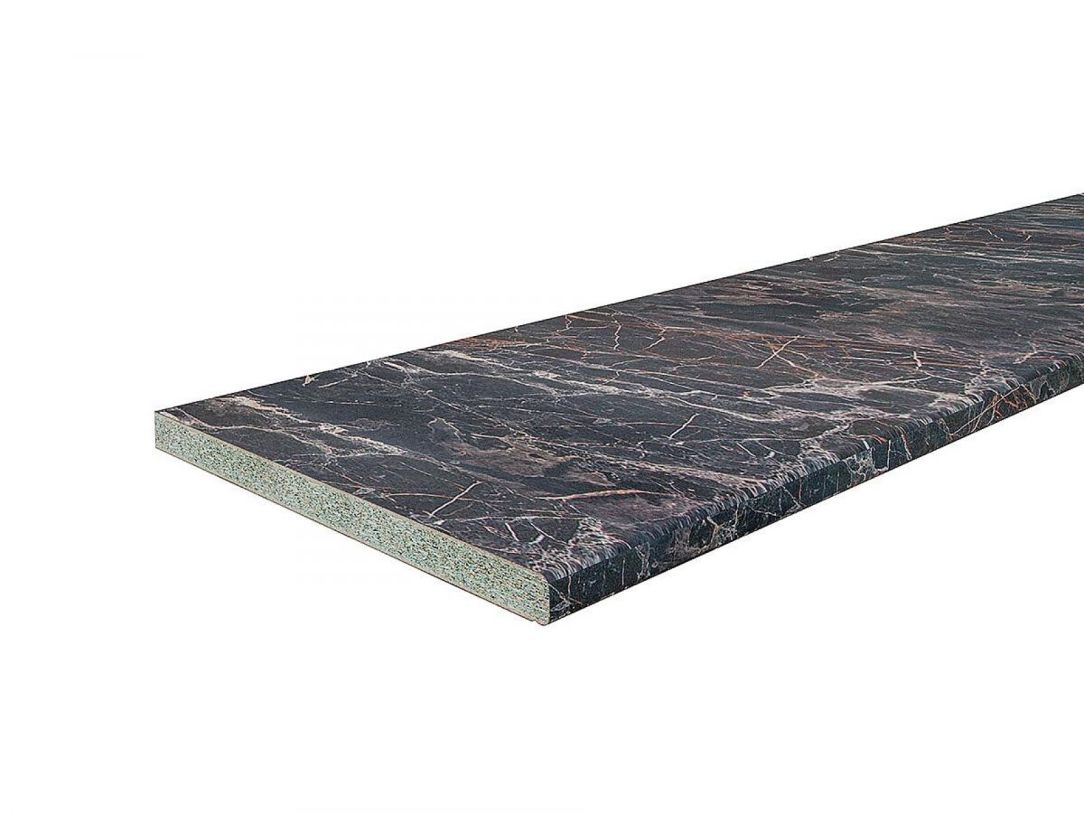 Столешница Hard-38 кромка с 4-х сторон Прямая Мрамор черный 38x3000x600