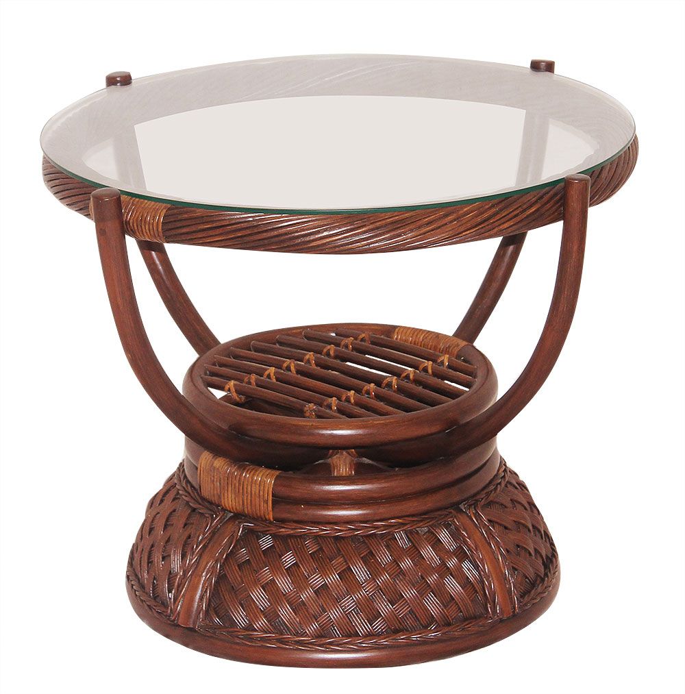 Столик кофейный Andrea ротанг, D60х50см, Pecan Washed (античн. орех)