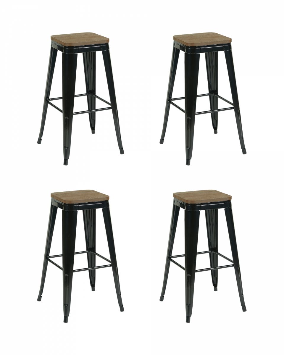 Стул барный TOLIX черный глянцевый + темное дерево KD 4 шт.