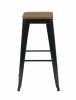 Стул барный TOLIX черный глянцевый + темное дерево KD - 3
