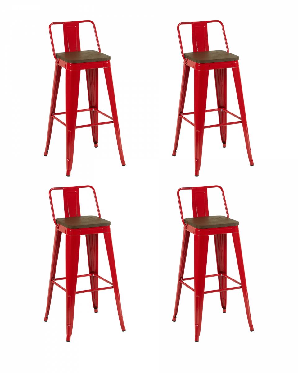 Стул барный TOLIX со спинкой красный глянцевый + темное дерево KD 4 шт.