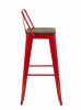 Стул барный TOLIX со спинкой красный глянцевый + темное дерево KD 4 шт. - 4