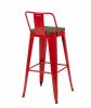 Стул барный TOLIX со спинкой красный глянцевый + темное дерево KD 4 шт. - 6