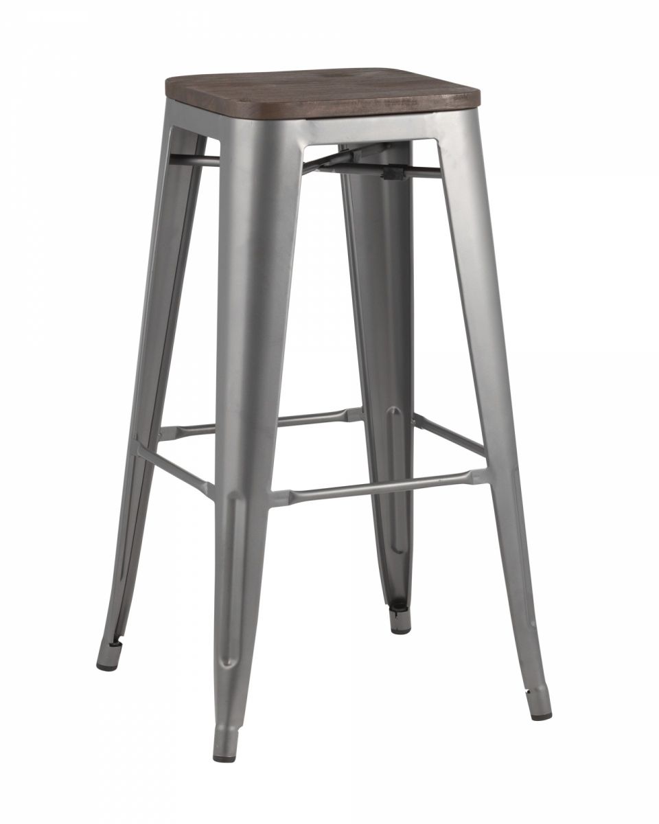 Стул барный TOLIX WOOD серебристый матовый