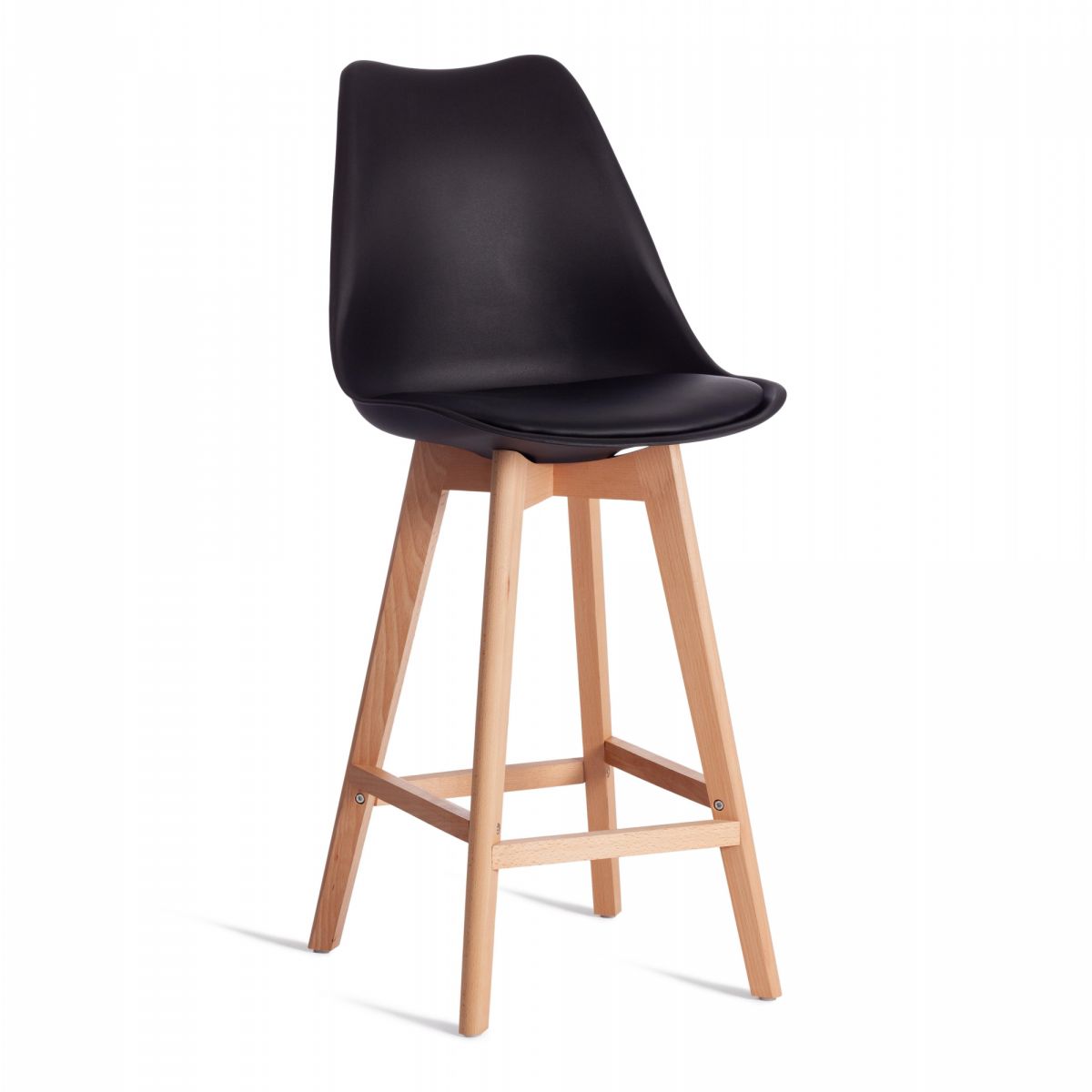 Стул барный TULIP BAR (mod. C1014H-1) - 1 шт. в упаковке пластик-дерево, 42 х 47,5 х 104 см, Black (