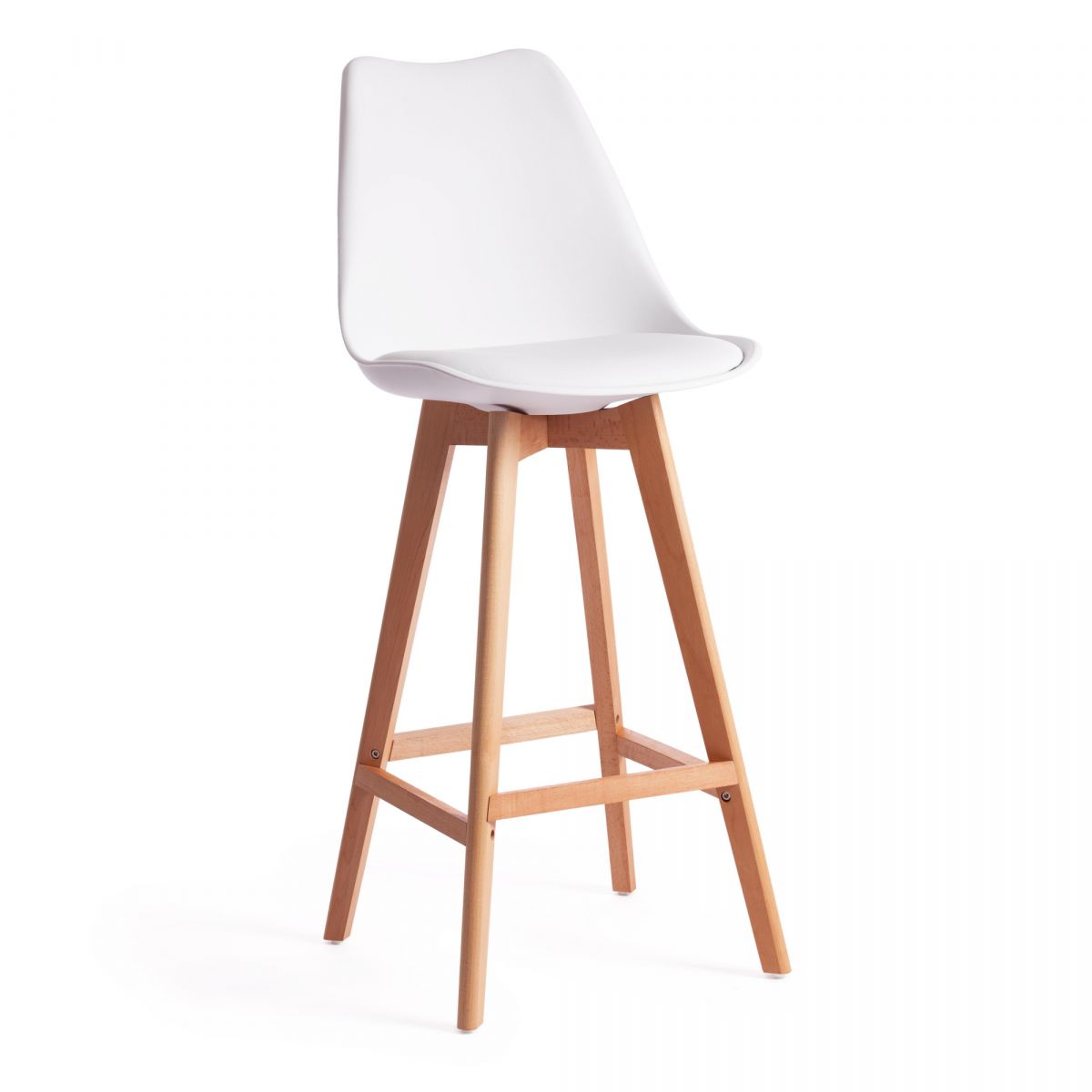 Стул барный TULIP BAR (mod. C1014H-1) пластик-дерево, 42 х 47,5 х 104 см, White (Белый) 70029- натур