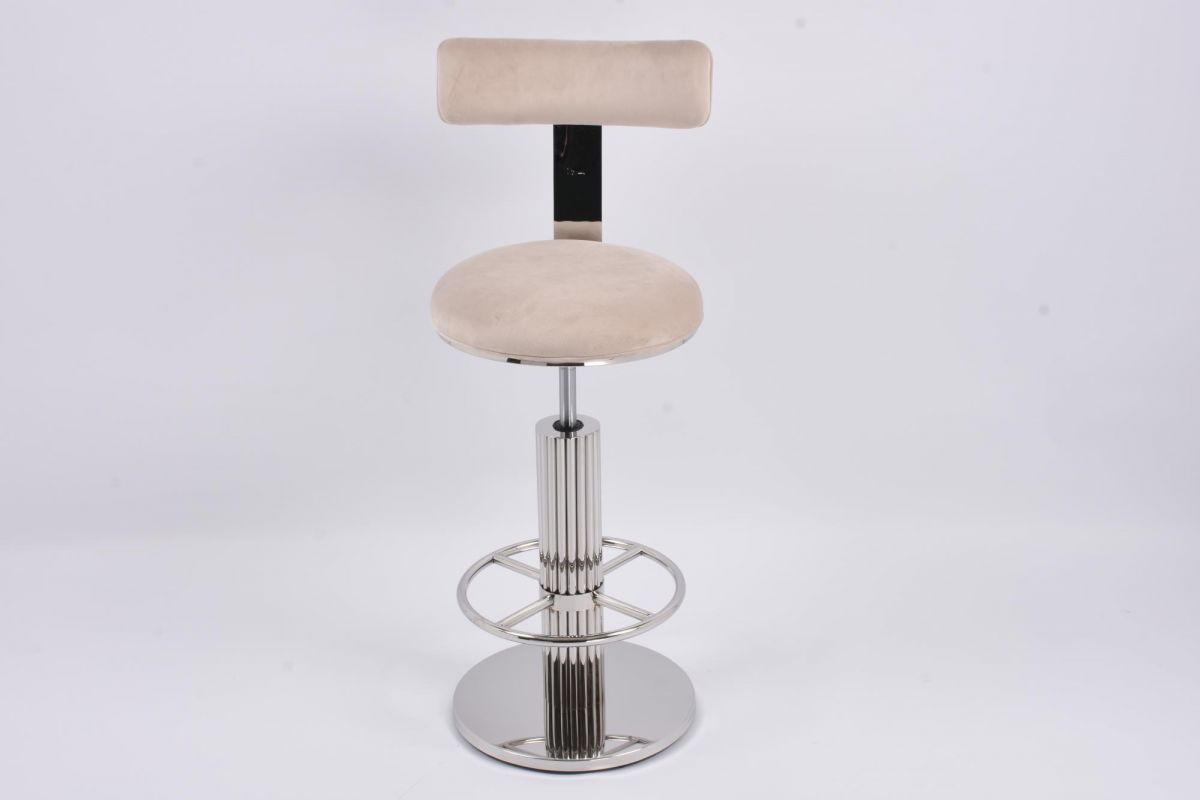 Стул барный Вивиан MC111-GR-3 | светло-серый |глянцевое серебро