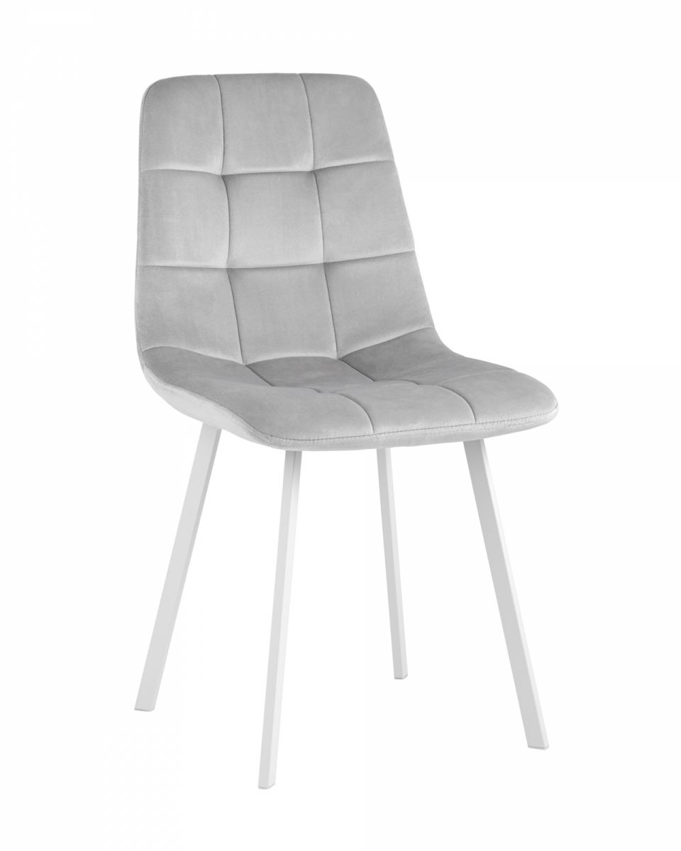 Стул Chilly велюр серебристый белые ножки
