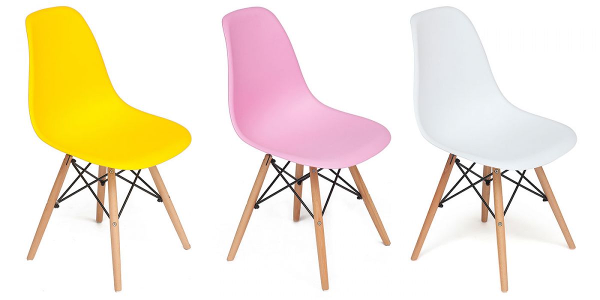 Стул CINDY (EAMES) (mod. 001) дерево бук-металл-сиденье пластик, 51x46x82см, white (белый)