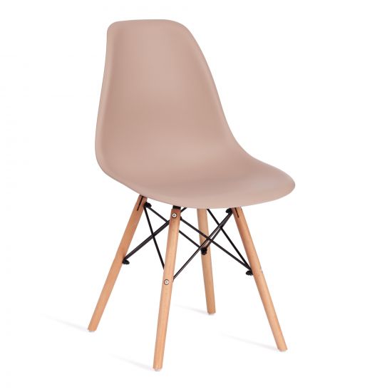 Стул CINDY (EAMES) (mod. 001) дерево бук-металл-сиденье пластик, 51x46x82см, бежевый - beige