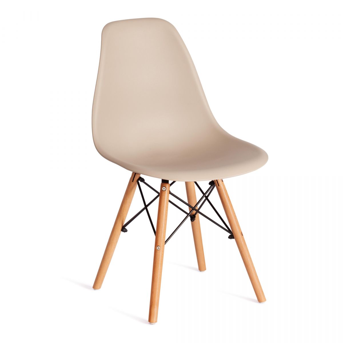 Стул CINDY (EAMES) (mod. 1801) дерево бук-металл-сиденье пластик, 45x51x82 см, Beige (Бежевый)